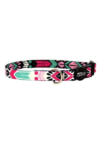 Wikipet Aztec Light Kedi Boyun Tasması, Boğulma Önleyici Kilitli, Zil Hediyeli Pembe, Fuşya, Mint