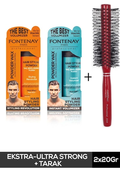 Fontenay Saç Şekillendirici Pudra Toz Wax Mat Effect Ve Ultra Strong 20gr + 1018 Tarak'ı 3'lü Set