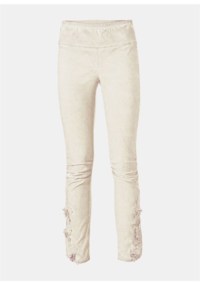 BULALGİY Kadın Kırık Beyaz Skinny Dantel Pantolon - BGA653058