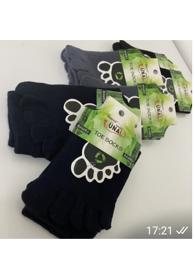 Daren Free Unisex Bambu Parmak Çorap (12'Li Ekonomik Paket) Siyah