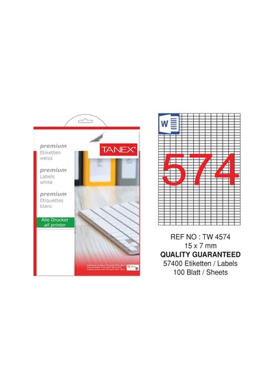 Tanex Tw-4574 15X7 MM Laser Etiket 100'lü