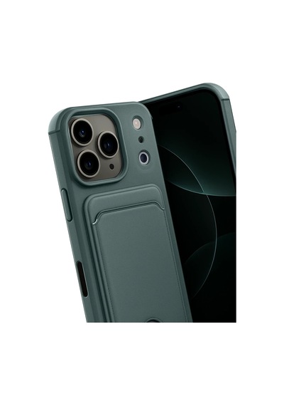 Apple İphone 17 Pro Max Kelvin Kartvizitli Silikon - Koyu Yeşil