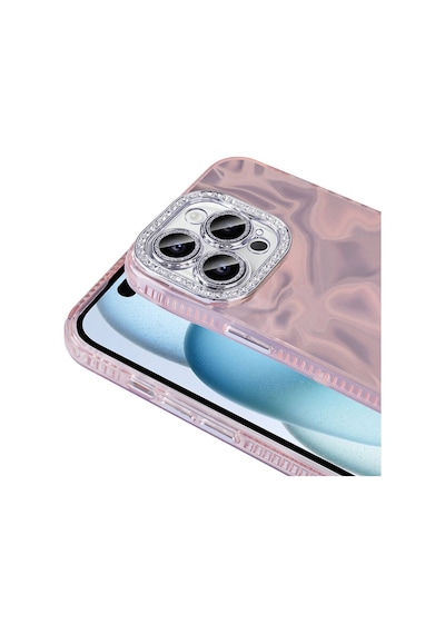 Apple Uyumlu iPhone 16 Pro Kılıf Airbagli Parlak Taş Detay Tasarımlı Esila Kapak Pembe