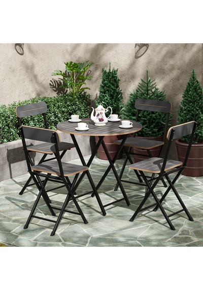 4 Kişilik Yuvarlak Bistro Takım Bahçe Mutfak Masa Sandalye Füme 1 Füme