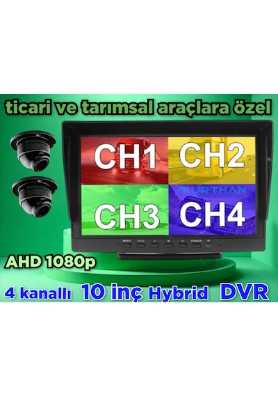 2 Adet Ahd 1080p Ultra Mini Kamera Ve 10 İnç Dvr Monitör Set 12 V