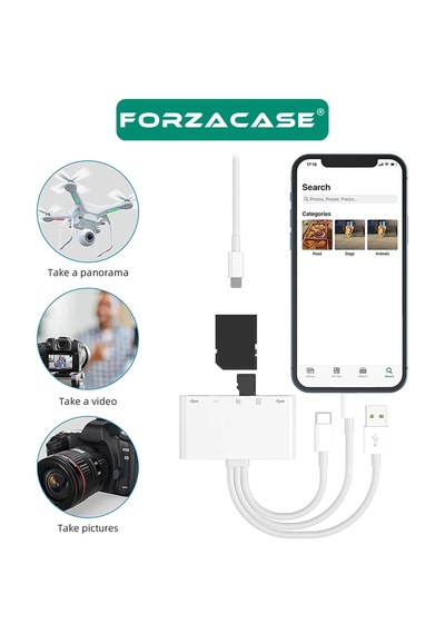 Forzacase 5in1 Usb 3.0 Lightning Type-c To Sd-tf Kart Okuyuculu Usb Kamera Adaptörü -fc1115 -