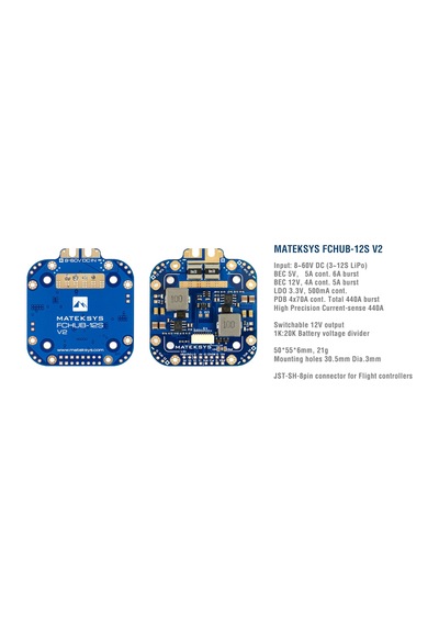 MATEK FCHUB-12S V2 w/ Curr440A, 5V & 12V