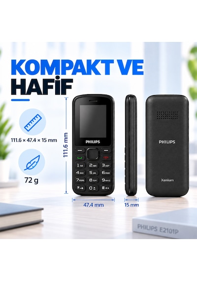 Philips E2101P Çift SIM Type-C 1.77" TFT Ekran FM Radyolu Tuşlu Cep Telefonu