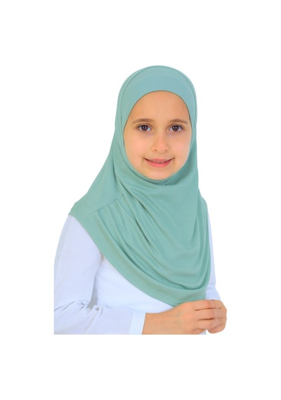 Modish Group Kız Çocuk Hazır Başörtüsü Pratik Penye Şal Tesettür Giyim Açık Yeşil