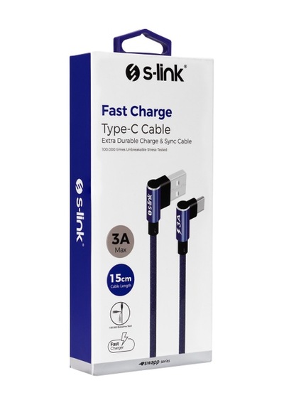 S-lınk Swapp Sw-c757 3a - 15cm Type-c Lacıvert Kılıflı Metal -l-