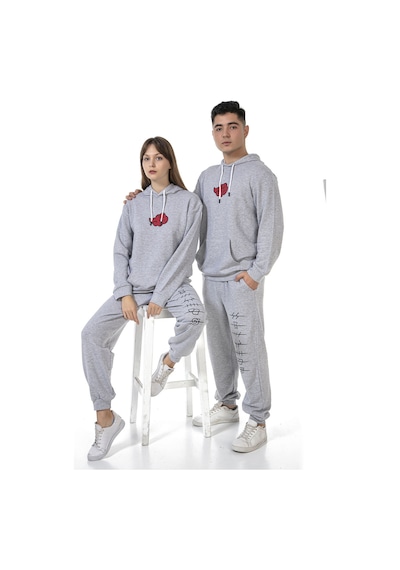 Vishenka Unisex Anime Baskılı Gri Renk Eşofman Takımı Gri