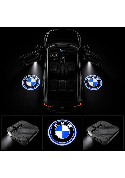 Bmw Kapı Altı Logo Projektör Led Işığı 2'li Set Pilli Kablosuz Kapı Karşılama Lambası