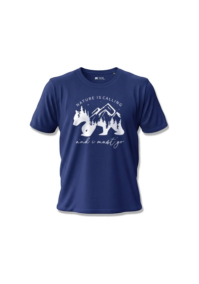 North Whiskers Nature Is Calling Ayı Silüetli Unisex %100 Pamuklu Lacivert Outdoor Tişört Lacivert - 875140162 Lacivert - 875140162 Lacivert