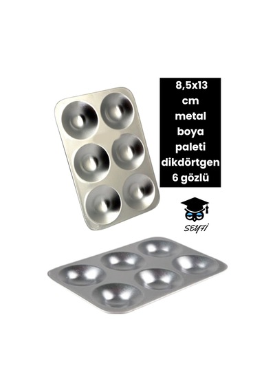 Metal Boya Paleti Dikdörtgen 8,5x13 Cm 6 Gözlü