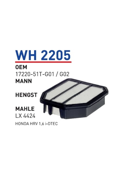 Wunder Wh2205 Hava Filtresi - Honda Hrv 1,6 I-Dtec 540128610