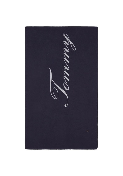 Tommy Hilfiger Th Logo Scarf, 0gy Lacivert Kadın Eldiven-atkı-bere