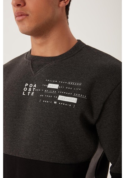 Polostate Erkek Çift Renk Sweatshirt Siyah