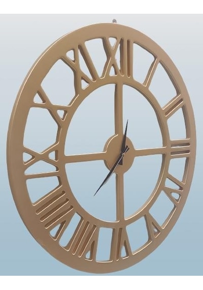 1448bng90272 Hobi Adn Dekoratif Duvar Saat Ahşap Mdf Cnc Kesim Parlak Gold Renk El Yapım Altın