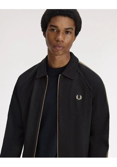 Fred Perry Erkek Şerit Detaylı Fermuarlı Spor Ceket Siyah
