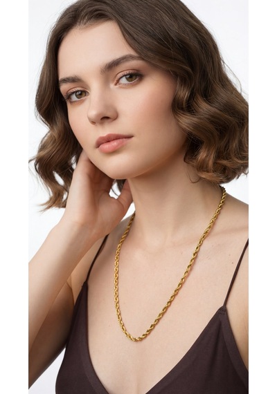 Long Aurea Twist Rope Kolye Krem
