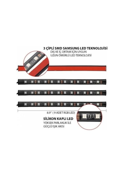 12 Ledli Ayak Altı Led Lamba Sese Ve Müziğe Duyarlı Led Çakmaklık Girişli