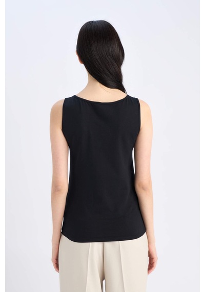 DeFacto Slim Fit Dar Kesim Basic Düz Bisiklet Yaka Siyah Atlet I1059AZ25SMBK81