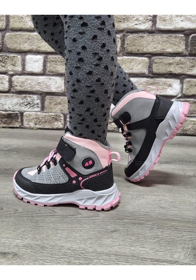 Rahat İçi Kürklü Outdoor Spor Bağcıklı Cırtlı Çocuk Botu Pembe