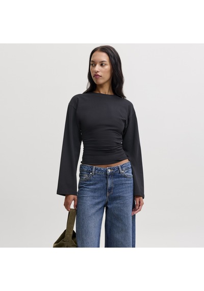 Jack & Jones Kadin Bisiklet Yaka Uzun Kollu Tisört - Paloma - 12303589 Siyah