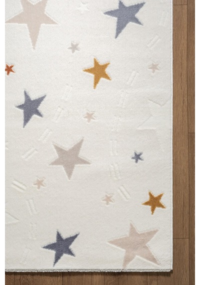 Icon Kids Ic011r Krem Renk Akrilik Yıldız Desenli Çocuk Odası Halısı-937 Krem