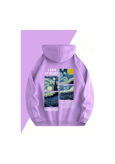 Uyguntarz Vangogh Baskılı Oversize Sweatshirt Lila