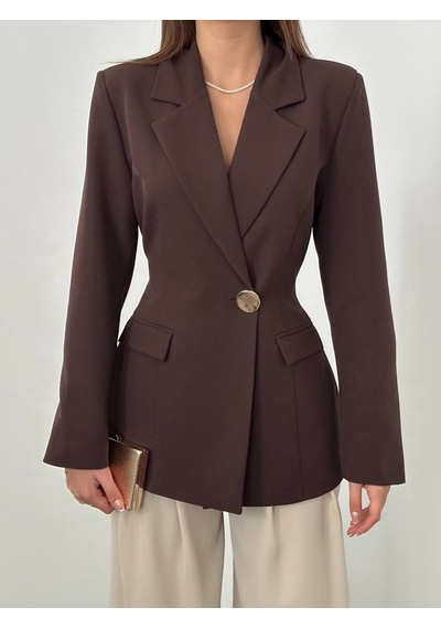 Hopıan Kadın Kahverengi Oturtmalı Blazer Ceket