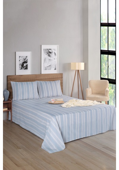Sport Çizgili Çarşaf + Yastık Kılıfı Seti Çift Kişilik Soft Line Gri Gri