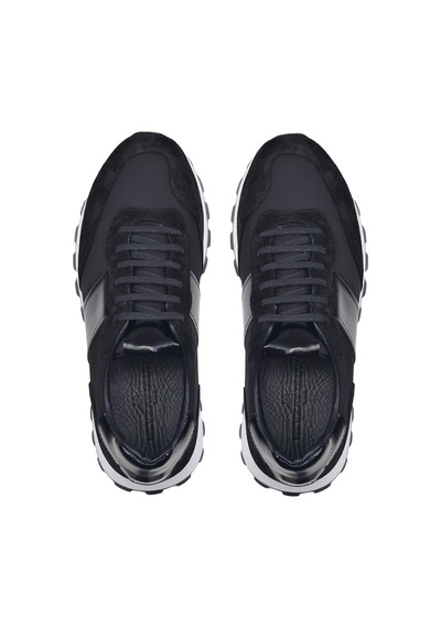Siyah Bağcıklı Sneaker -20612--siyah Süet - Açma - Tekstil Çok Renkli
