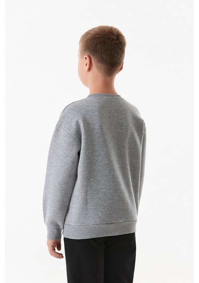 Fullamoda Yazı Baskılı Bisiklet Yaka Erkek Çocuk Sweatshirt 25kcck7376215724-gri Gri