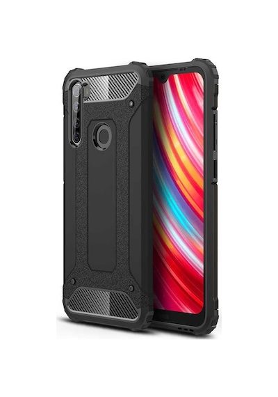 Kilifone - Xiaomi Uyumlu Redmi Note 8t - Kılıf Çift Katman Zırh Tank Crash Military Kapak - Siyah
