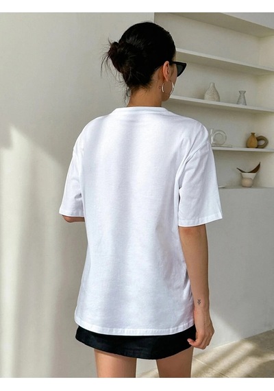Clarity And Candor Baskılı Unisex Oversize T-shirt Beyaz