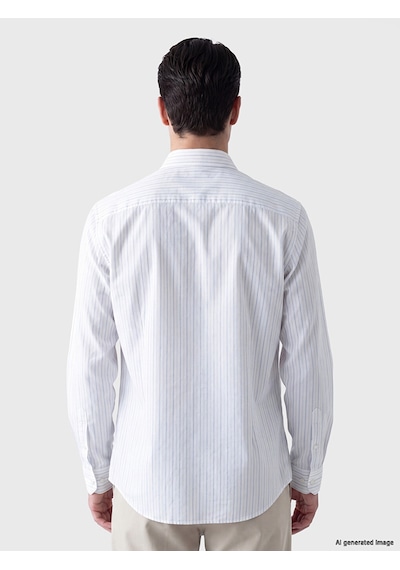 Lcw Busıness Mavi Slim Fit Çizgili Oxford Erkek Gömlek