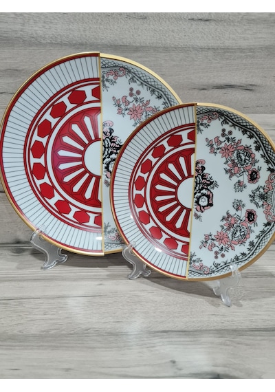 Fermato 12 Parça 6 Kişilik Porselen Pasta Ve Servis Tabağı Seti Apollo Serisi Çok Renkli