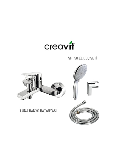 Creavit Luna LN2500 Banyo Bataryası + 3F SH150 Mafsallı El Duş Seti Krom
