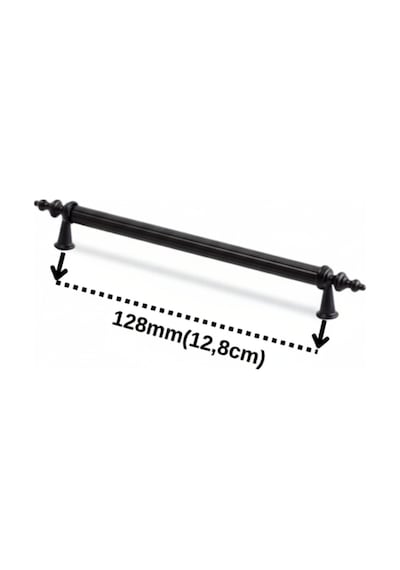 Kumru Lüks Siyah Rustik 128mm Metal Dolap Çekmece Kulpu 10 Adet Siyah Siyah