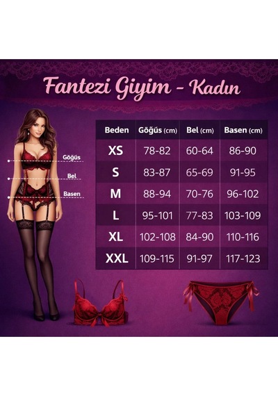 Red Womans Özel Tasarım Vizon Saten Babydoll Şort Takımı Vizon