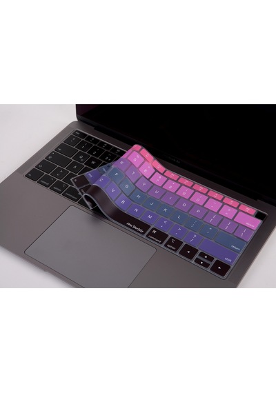 Apple Uyumlu MacBook Air 13inç Klavye Koruyucu Ombre Us-abd İngilizce Touchıd'li A1932 Modeli İle Uyumlu Pembe Mavi