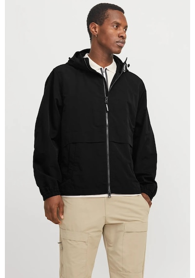 Jack & Jones Erkek Jcounıon Kapüşonlu Fermuarlı Ceket 12274049 Siyah Siyah