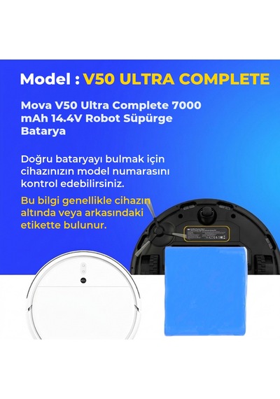 Mova V50 Ultra Complete 7000 Mah 14.4v Robot Süpürge Batarya