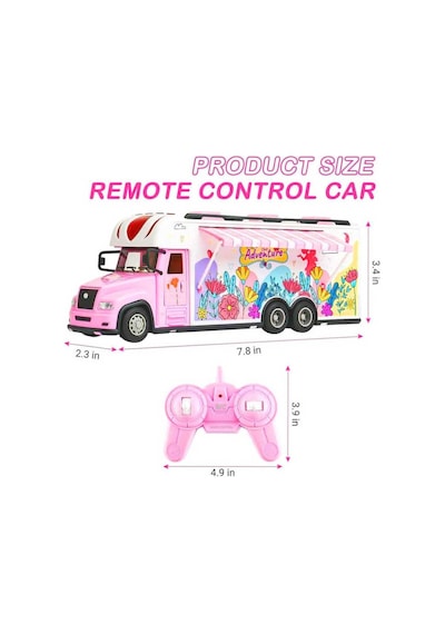 Uzaktan Kumandalı Pembe Karavan 2.4ghz Sesli Işıklı Pilli Rc Oyuncak 6+ Yaş Çok Renkli