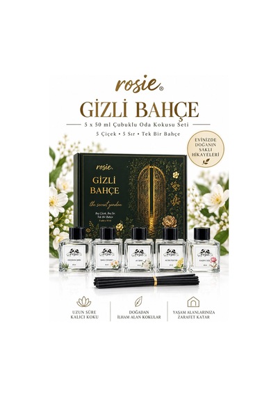 Rosie Gizli Bahçe 5 Li Çubuklu Oda Kokusu Hediye Seti 5 X 50 Ml The Secret Garden Fresh