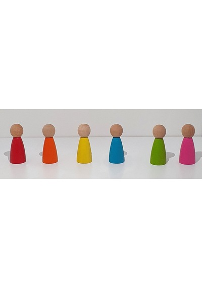 Waldorf Montessori Peg Bebek Mini İnsancık Boyalı 6'lı Set Do...