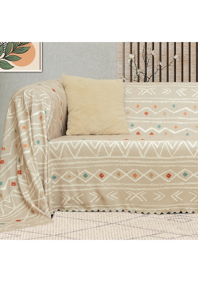SoftMicro Etnik ve Zikzak Desenli 180 x 300 CM Boho Koltuk Örtüsü