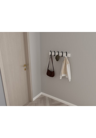 Hepsi3boyutlu Modern Duvar Kapı Askılık - 5 Adet Siyah Askılık Siyah