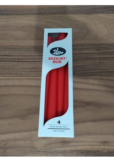 Şamdan Mum Kırmızı 4'Lü Paket Bozkurt Mum